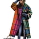 thumbnail image 4 of Abrigo de solapa de manga larga para mujer de otoño con tejido de lana estampado, cortavientos de gran tamaño, 4 of 6