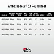 Abu Garcia Ambassadeur® SX Round Reel, 6600 Size Fishing Reel, Left Hand