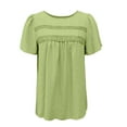 thumbnail image 4 of Ediodpoh A Plain Polka Dot Shirt for Ladies A Casual and Elegant Lace Patchwork Pleated Round Neck Top T Shirts for Women Light Green M, 4 of 4