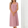 thumbnail image 6 of Ohufall Nightdress for Women Square Neck Ruched Solid Color Maxi Dress Sleeveless Loungewear & Sleepwear Long Dress, 6 of 8