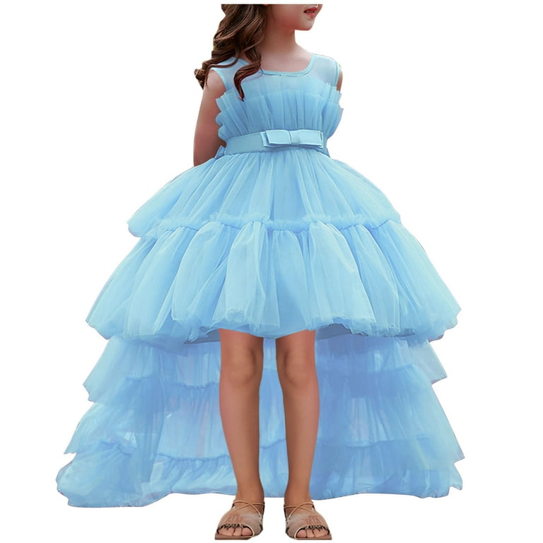 Bxsruta Red Tiered Tulle Pageant Gown with Train, Round-Neck Performance  Dress for Ceremonies & Stage Events - Walmart.com