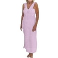thumbnail image 2 of onlyliua Beach Dresses for Women Sleeveless V-Neck Solid Shift Tank Dresse Flowy Maxi Dresses Regular Fit High-Waist Cotton Soft for Evening Events Clearance Sales Today Deals Prime, 2 of 6