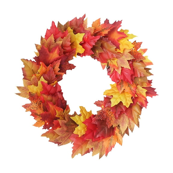 15.7 Inch Artificial DIY Fall Wreath with Maple Leaves – Autumn Front Door Wreath for Thanksgiving, Indoor & Outdoor Seasonal Decoration