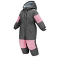 thumbnail image 4 of ATOGUTA Girls Ski Jumpsuits Boys Lightweight Insulated Ski Suit Windproof Hooded Snowsuit Size 1T-9, Gray, 4 of 6
