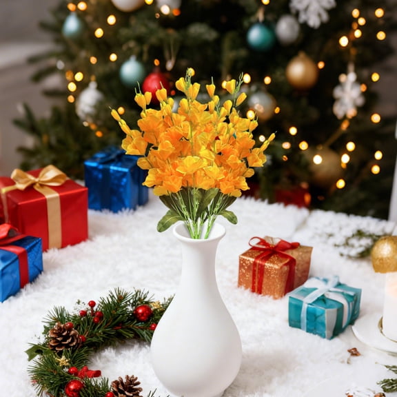 1Bunch Artificial Delphinium Flowers Faux Snapdragon Flowers Fake Silk Flowers with Stems for Wedding Bouquet Home Party Garden Outdoor Decor, European Style Artificial Flowers, Yellow
