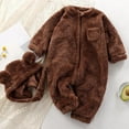 thumbnail image 2 of Krdevn Winter Baby Girls Romper Jumpsuit Warm Outfit with Hat Soft Cozy Toddler Clothes,3-6 Months, 2 of 8