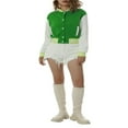 thumbnail image 3 of Women Varsity Baseball Long Sleeves Jacket Casual Jerseys Uniform Bomber Track Jacket, 3 of 6