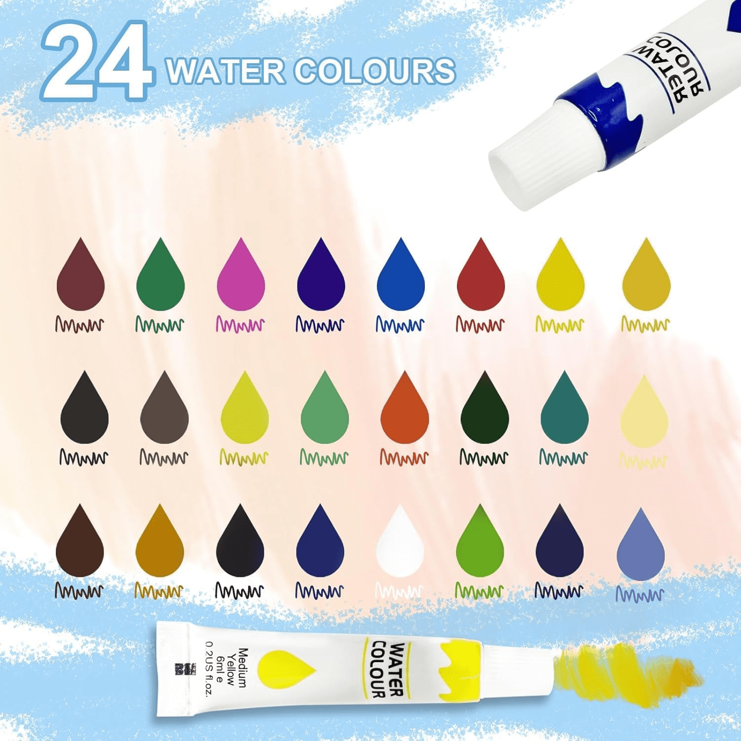 Mini Watercolor Paint Set, Travel Pocket Watercolor Set with Paint, Brush, Sketchbook & Copper Clip