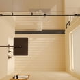 thumbnail image 2 of 60" W 76" H (8mm) Modern Frameless Shower Door in Stainless Steel, Tempered Glass Shower Doors with Seal Strip Parts and Handle, Easy Sliding Showe Door, Easy to Clean, 2 of 9
