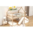 thumbnail image 4 of CoSoTower Twin Over Twin House Loft Or Bunk Bed with Slide and Staircase, Natural, 4 of 9