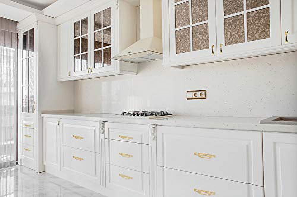 Utopia Alley 5pcs Steffi Pull Handle - Decorative Cabinet Drop Pull Handles- Vintage Cabinet Hardware with Hand Finished Polished Gold - Metal Drawer Pull Handle, 2.5" Center to Center