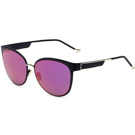 OWL Eyewear Sunglasses 86019 C5 Women’s Metal Fashion Gold Frame Purple Mirror Lens