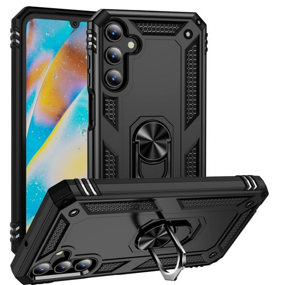 Hotpom Samsung Galaxy A15 5G Case, Military-Grade Shockproof Cover with 360° Rotating Kickstand - Black
