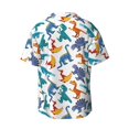 thumbnail image 2 of Xecao offers the Block Dinosaur for Men's Casual Short-sleeved Shirt, a button-up collared shirt with a pocket, perfect for beach vacations and yacht travel in the 4X-Large size., 2 of 7