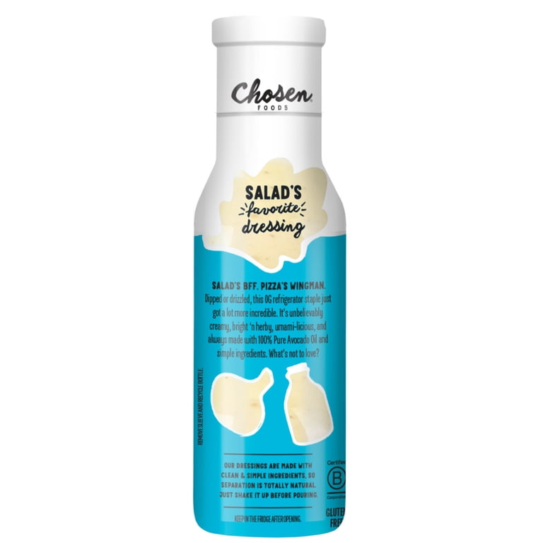 chosen foods launches line of avocado-oil based dressings 2025 Chosen Foods Classic Ranch Dressing & Dip, 8 fl oz, with Avocado Oil