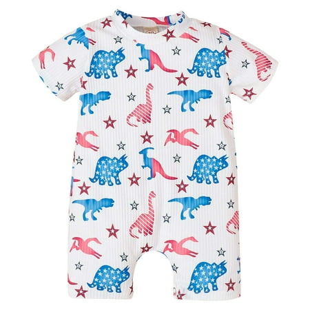 

Guang Cong Baby Boys Romper Bodysuits Toddler Short Sleeve Cartoon Dinosaur Print Summer Romper Jumpsuits Sizes 0-3 Months