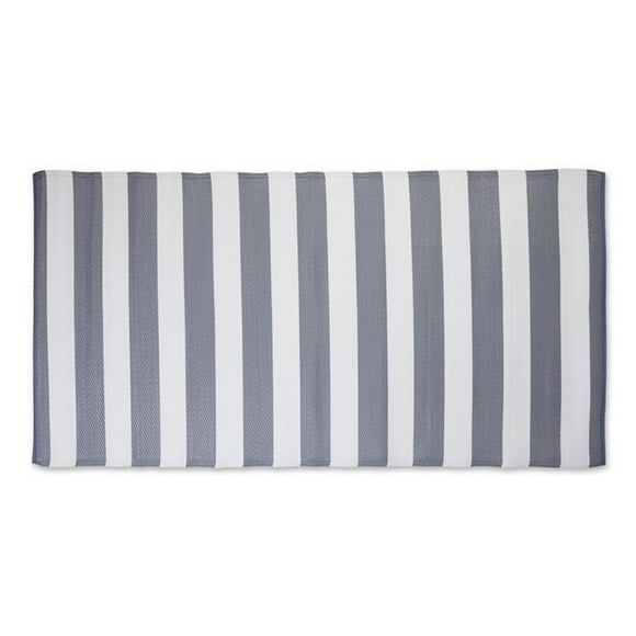 Design Imports CAMZ11792 3 x 6 ft. Grey & White Stripe Outdoor Floor Runner Rug