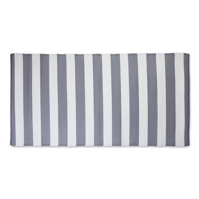 3 x 6 ft. Grey & White Stripe Outdoor Floor Runner Rug