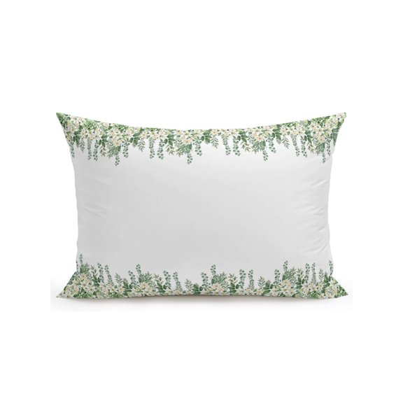 Outdoor Pillows Waterproof, Eucalyptus Leaves Bedding Throw Pillows with Insert for Couch Sofa Bed, Lily Flowers Country Pastoral Botanical 12x20 Inch Pillowcases Decorative Patio Pillow Set of 1