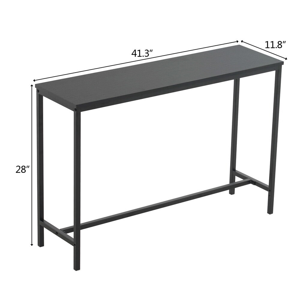 Sofa Side Table, MDF & Thickened Metal Frame Accent Table, 55 lbs Capacity Industrial Vintage Console Table for Entryway Living Room Bedroom