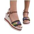 thumbnail image 5 of XUNKUSGA Womens Sandals Fashion Vintage Bohemian Open Toe Ankle Strap Buckle Sandals for Women Comfortable Wide Width Slip On Wedge Sandals,Black, 5 of 10