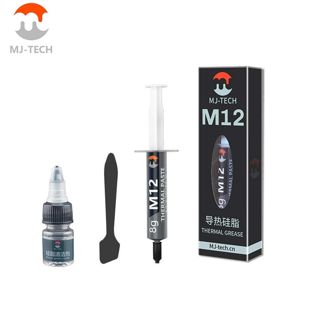Pâte Thermique Haute Performance M12, Composé de Transfert Thermique Efficace pour Applications, Idéal pour Ordinateur Portable, Jeux, Refroidissement GPU/CPU, 8 g et Nettoyant, 12,4 W
