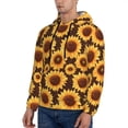 thumbnail image 3 of Pofeuu Chocolate Plaid Sunflower Print Mens Casual Hooded Collar Drawstring Hoodies Pullover Sweatshirts Casual Long Sleeve Shirts-3X-Large, 3 of 7