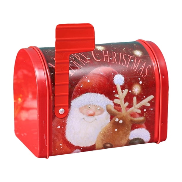 Caja de Regalo de Navidad con Forma de Buzón, Caja Creativa de Lata de de Navidad para Adorno, Mostrador de Cocina, Festival, Regalos de Navi Papá Noel Gloria caja de galletas