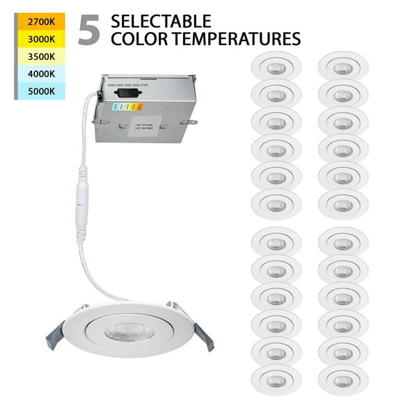 WAC Lighting Lotos 6" Adjust 5-CCT Aluminum Recessed Kit in White (Set of 24)