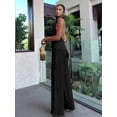 thumbnail image 5 of Women'S 2 Piece Outfits Sleeveless Halter Top and Wide Leg Pants Set Black S, 5 of 9