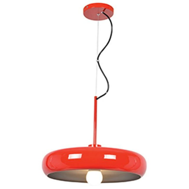 Éclairage d'Accès 23882LEDDLP-Rouge-SILV 12,75 x 15,75 Po Ronde Bistro Pendentif LED de Couleur&44; Rouge & Argent