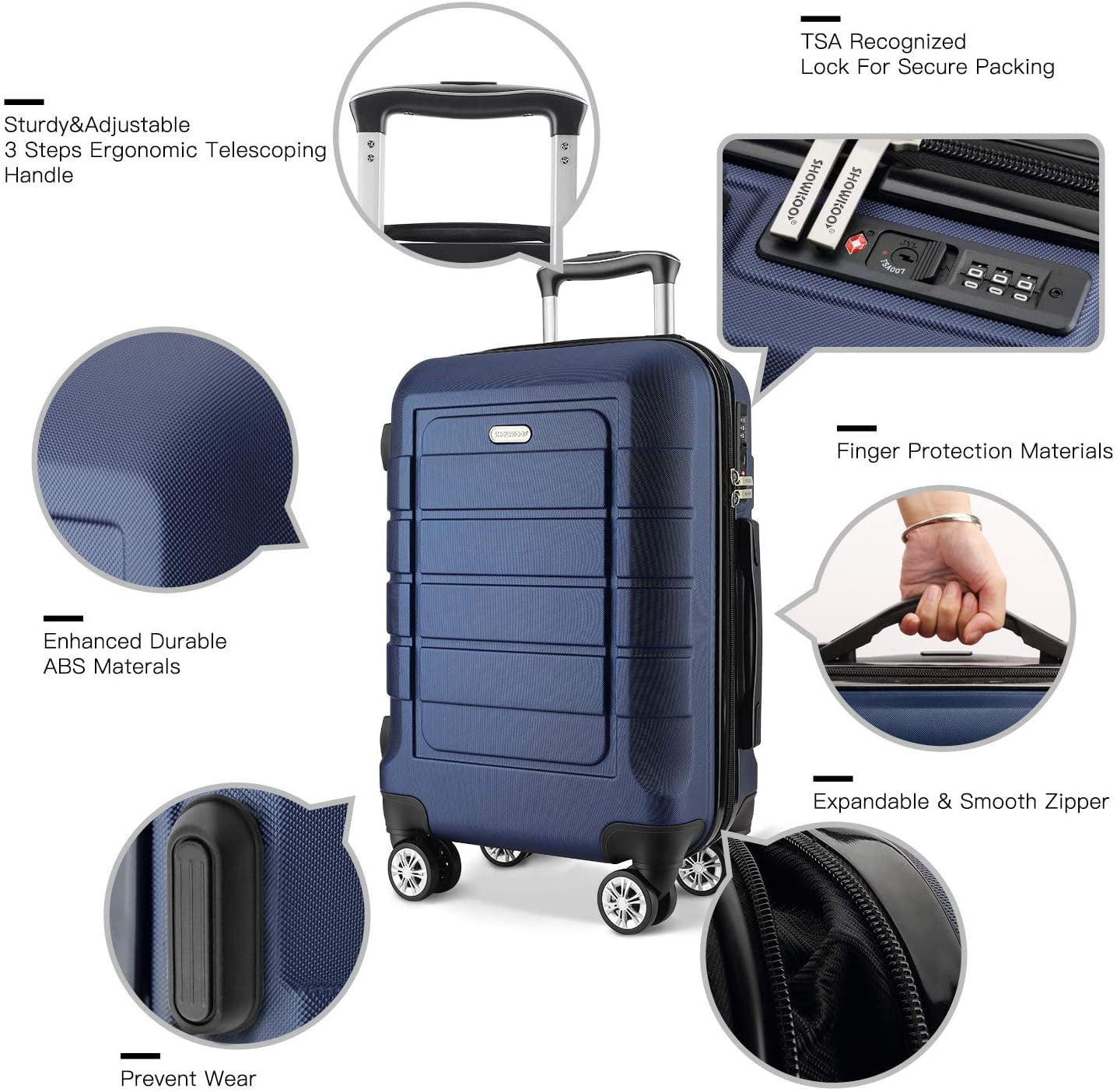 SHOWKOO Luggage Side Stand Feet Replacement Accessories Feet Pad with Screws 007