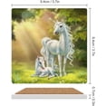 thumbnail image 3 of GZHJMY Square Drink Coasters, 1 Pcs Unicorn Mom and Baby on The Forest Absorbent Ceramic Coffee Coasters for Drinks with Cork Base Housewarming Gift for Home Decor, 3 of 6