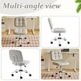 thumbnail image 3 of Wubio Compact Small Desk Chair, Cute Armless Chair with Wheels, Vanity Chair with Low Back, Height Adjustable Task Chair for Small Spaces, Office, Bedroom, Make Up Room, PU Leather, Light Grey, 3 of 18
