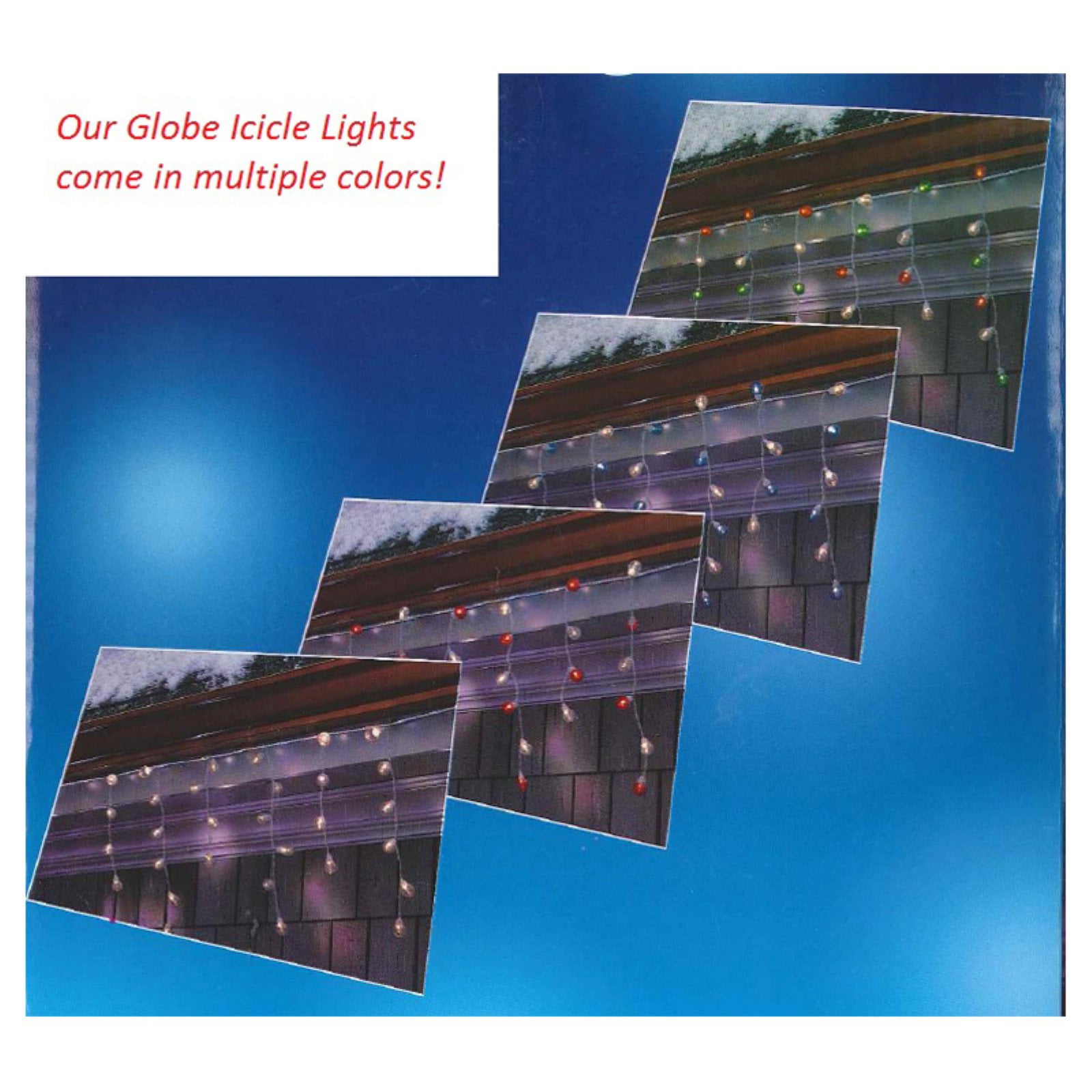 Set of 100 Blue and White G30 Globe Icicle Christmas Lights - White Wire