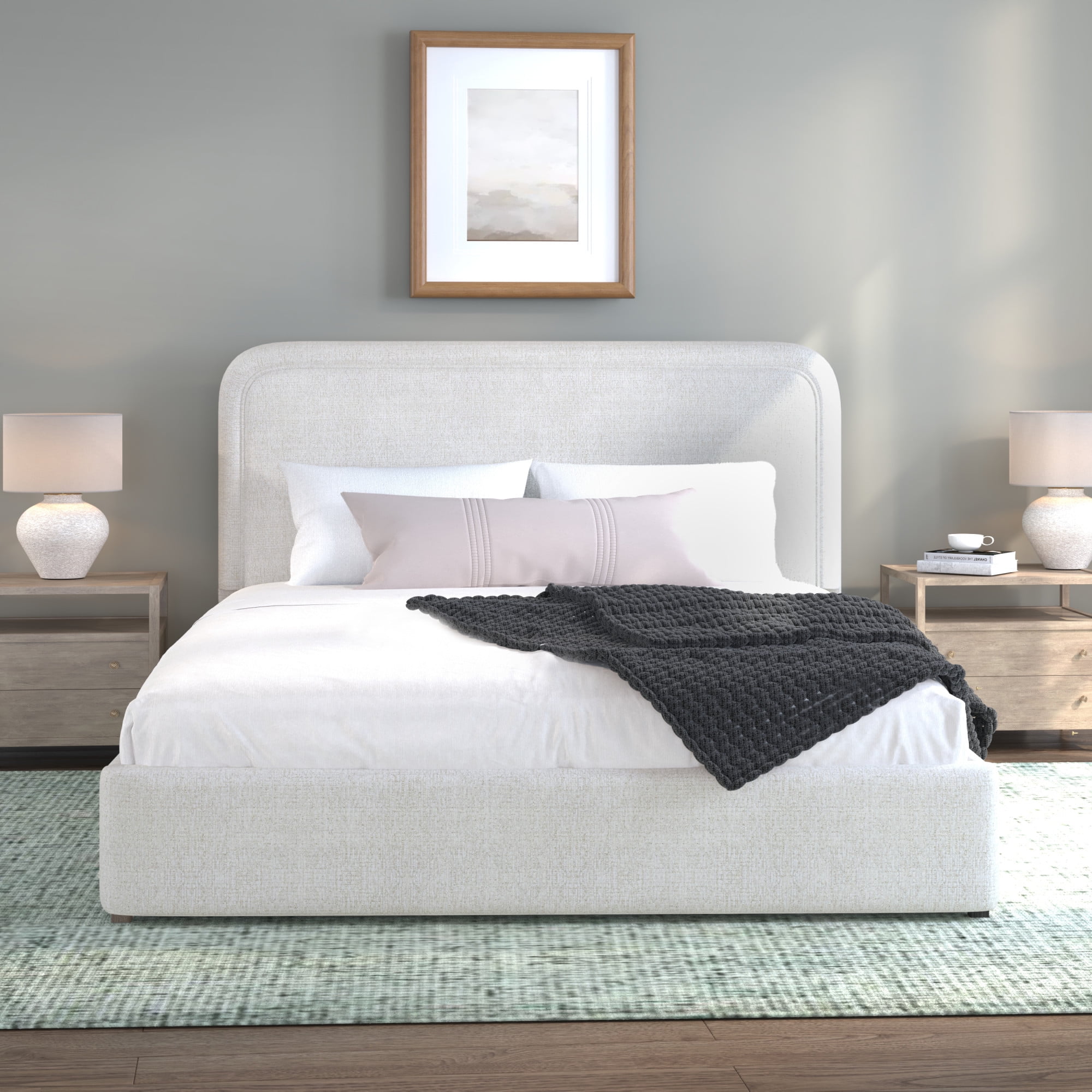 Better Homes & Gardens Juliet King Boucle Platform Bed, Ivory