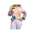 thumbnail image 2 of Suéter de cuello redondo con estampado floral for mujer, holgado, de manga larga, de punto estético, suéteres, 2 of 2