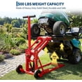 thumbnail image 3 of Garvee Lawn Mower Lift Jack 550 Lbs Capacity, Adjustable Width and Height, Zero Turn Mower Lift with 2pcs 3.3ft Straps, Safety Lock, for Tractors, ATVs, UTVs, Red, 3 of 9