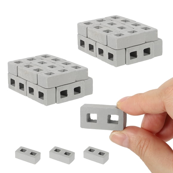 Miniature Bricks, 50 Pcs 1:12 Scale Grey Tiles Clay Roof Bricks for Model