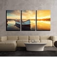 thumbnail image 2 of wall26 - 3 Piece Canvas Wall Art - Boat on Lake with a Reflection in The Water at Sunset - Modern Home Art Stretched and Framed Ready to Hang - 16"x24"x3 Panels, 2 of 4
