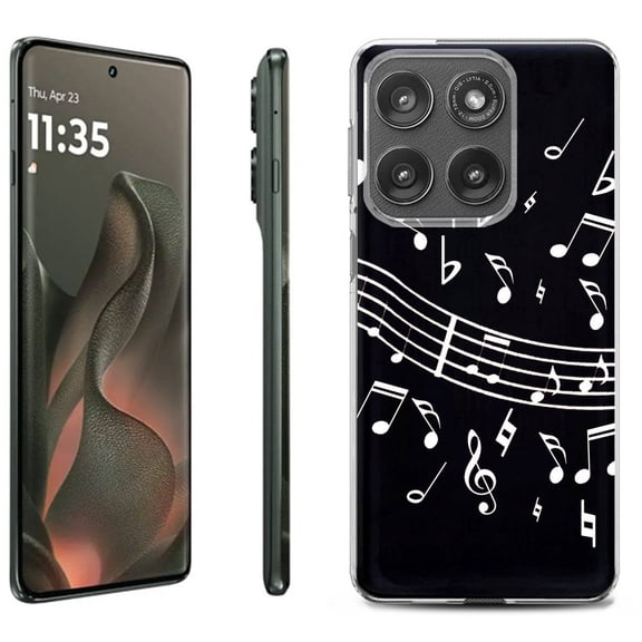 For Motorola Moto Edge 5G 2025 Protective Shockproof Phone Case, by OneToughShield - Music Notes / Black