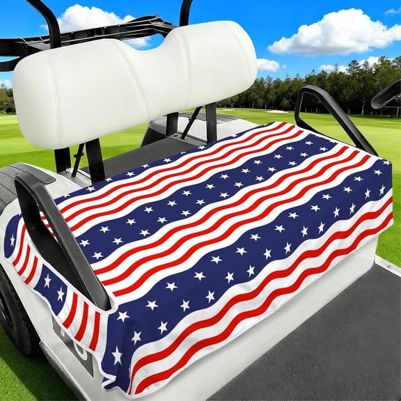 American Flag 4th of July Golf Cart Seat Covers, Universal Fit for EZGO, Club Car, Yamaha 52"x32", 2 Passenger Golf Cart Seat Protector, Durable Washable