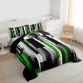 thumbnail image 3 of Manfei Black Green Gray Bedding Comforter Set 2pcs, Modern Gradient Stripe Twin Comforter Sets, Contemporary Geometric Bedding Set, Lightweight Room Decor, 3 of 8