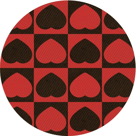 Ahgly Company Machine Washable Indoor Round Transitional Tomato Red Area Rugs, 3' Round