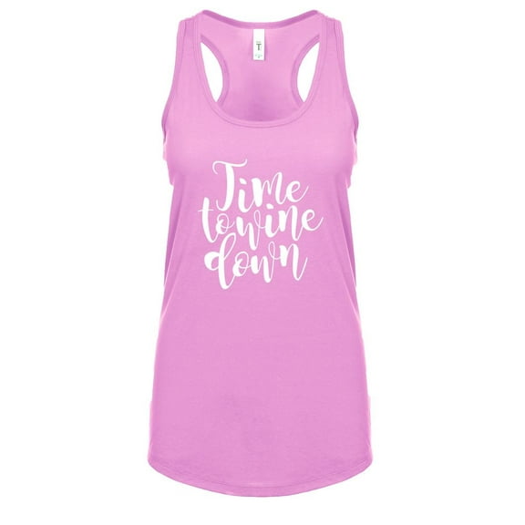 Funny Time to Wine Down Ladies Ideal Fit Racerback Tank Top-Lilac-Small