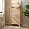 thumbnail image 6 of OKD Mid-Centry Modern 5 Drawer Chest, 48" Dresser for Bedroom,Living Room, Hallway, Kids Bedroom, Wood and Metal Storage Organizer, Natural Oak, 6 of 6
