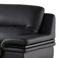thumbnail image 2 of Contemporary Leather Loveseat with Wooden Trim Armrest and Block Feet,Black, 2 of 5
