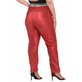 thumbnail image 3 of HDE Women's Plus Size High Waisted Faux Leather Pants with Pockets Red 4X, 3 of 5