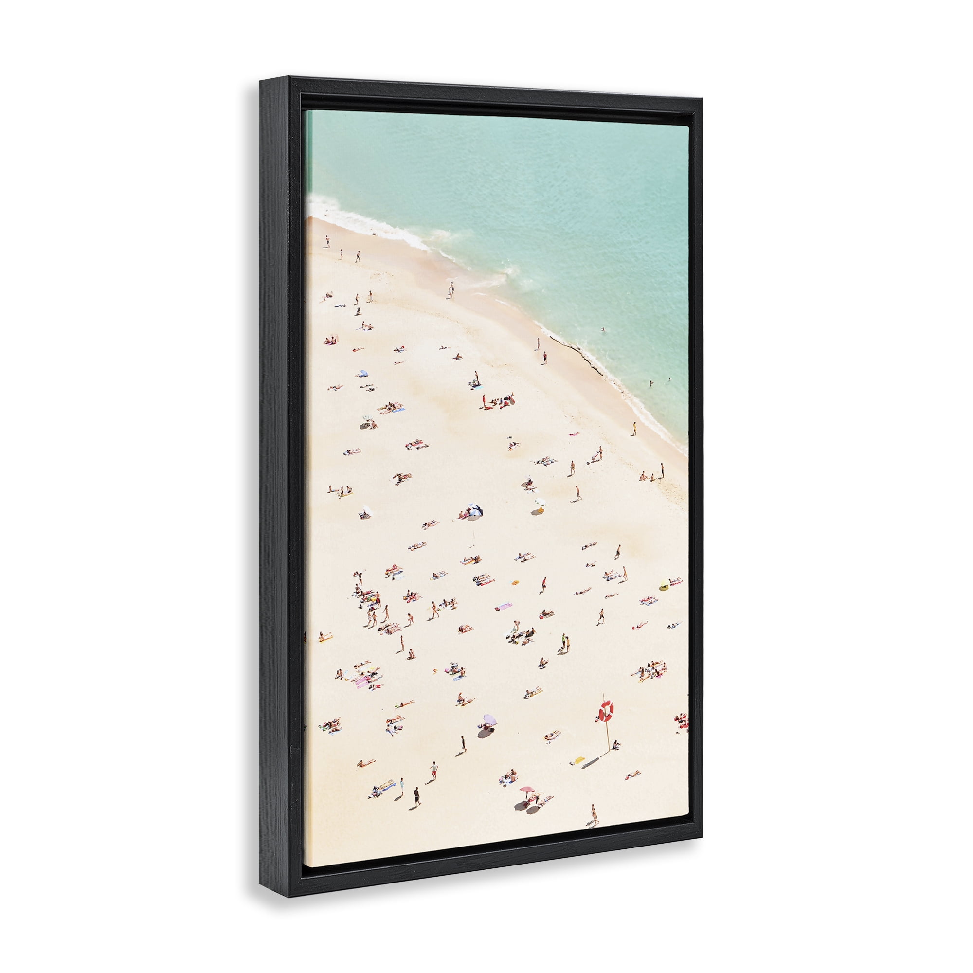 Stupell Industries Summer Beachgoer Crowd Nautical & Beach Photography Black Floater Framed Canvas Art Print Wall Art, 17 x 25