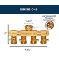 thumbnail image 7 of Heavy Duty 4-Way Brass Garden Hose Splitter with Rotng Arms and Comfort Grip Valves, 7 of 7